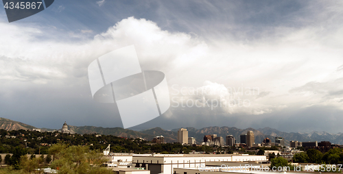 Image of Long Panoramic Salt Lake City Utah Downtown City Center State Ca