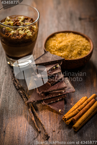 Image of Baking ingredients with chocolate