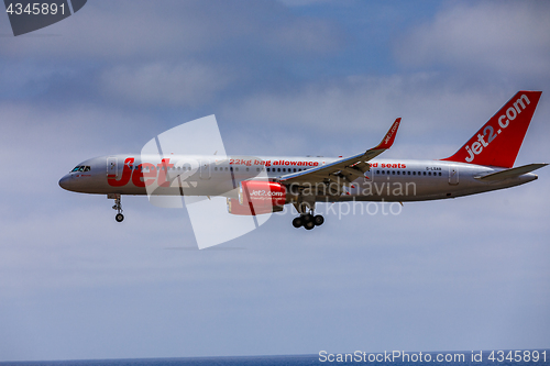 Image of ARECIFE, SPAIN - APRIL, 15 2017: Boeing 757 - 200 of JET2 with t