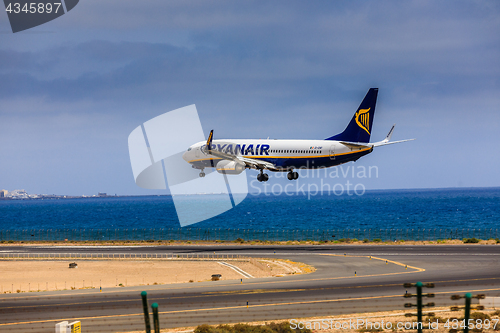 Image of ARECIFE, SPAIN - APRIL, 15 2017: Boeing 737-800 of RYANAIR with 