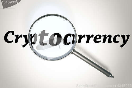 Image of magnifying glass and the word Cryptocurrency