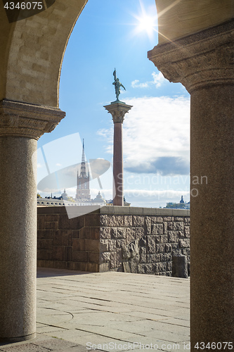 Image of Riddarholmen from the city hall of Stockholm Sweden