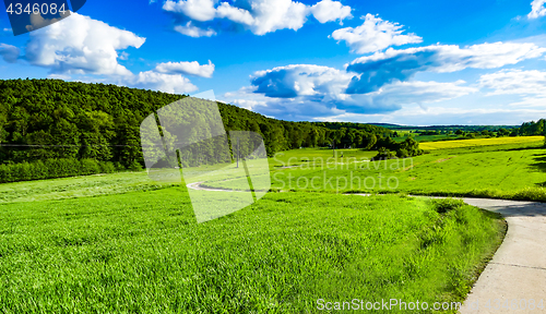 Image of Country lane with blue sky