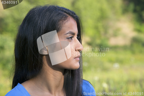 Image of Beautiful serious young woman