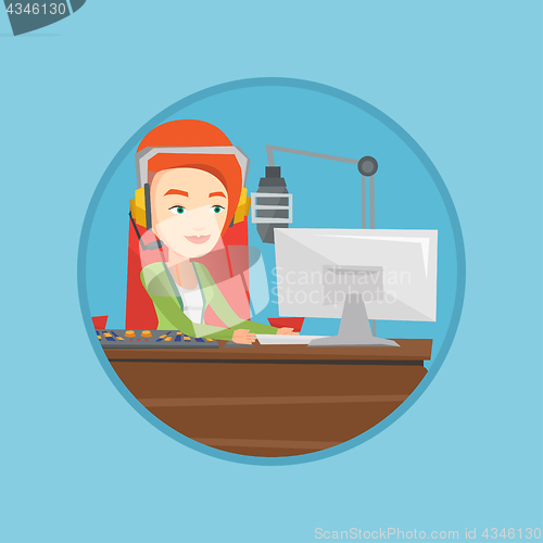 Image of Female dj working on the radio vector illustration