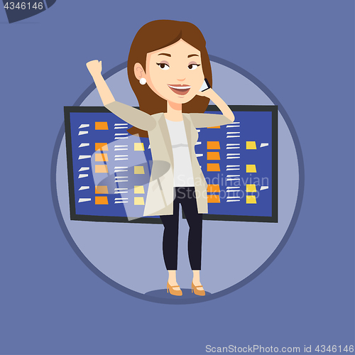 Image of Stockbroker at stock exchange vector illustration.