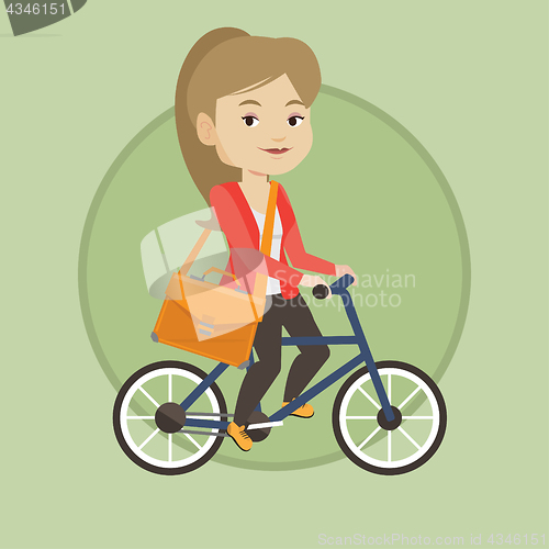 Image of Woman riding bicycle vector illustration.