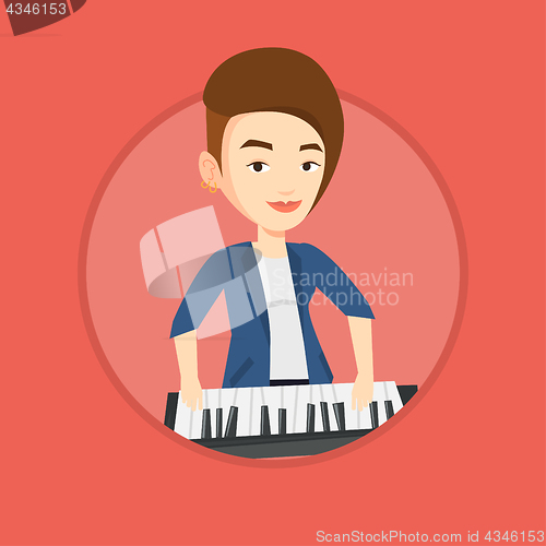 Image of Woman playing piano vector illustration.