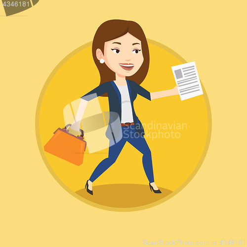 Image of Happy business woman running vector illustration.