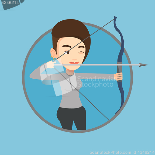 Image of Archer training with the bow vector illustration.