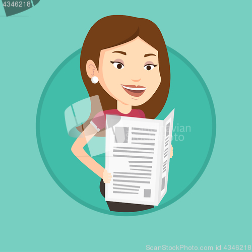 Image of Woman reading newspaper vector illustration.