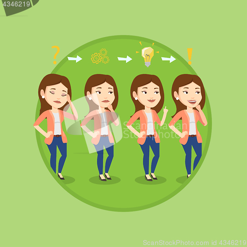 Image of Business woman having idea vector illustration.