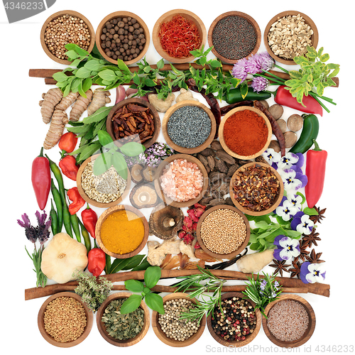Image of Herbs and Spices with Edible Flowers