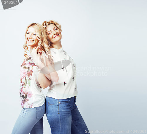 Image of mother with daughter together posing happy smiling isolated on w