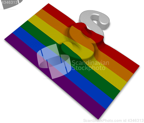 Image of paragraph symbol and rainbow flag - 3d rendering