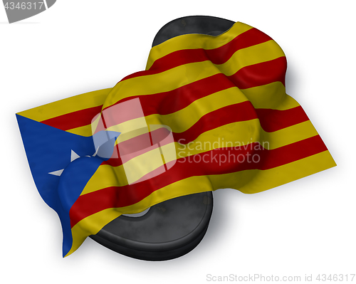 Image of flag of catalonia and paragraph symbol - 3d illustration