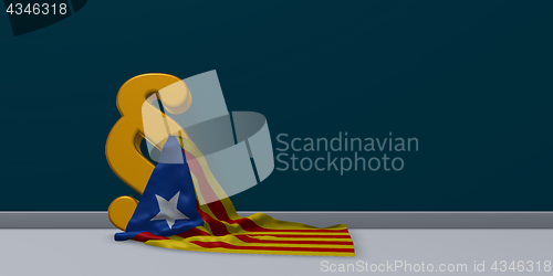 Image of flag of catalonia and paragraph symbol - 3d illustration