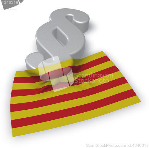 Image of flag of catalonia and paragraph symbol - 3d illustration