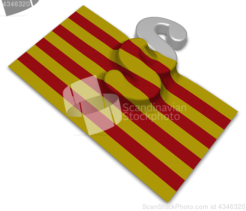 Image of flag of catalonia and paragraph symbol - 3d illustration