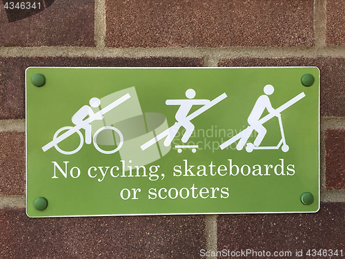 Image of No Cycling Skateboards or Scooters Sign