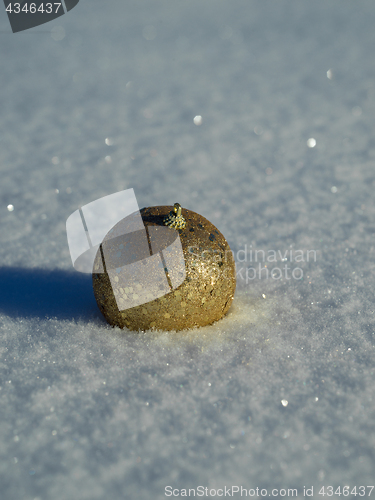 Image of christmas balls decoration in snow