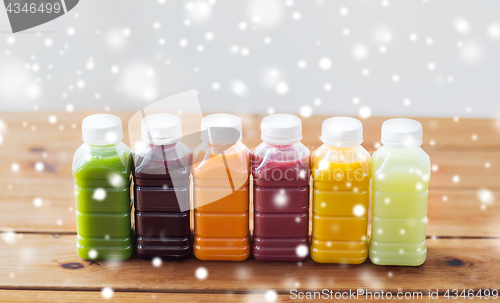 Image of bottles with different fruit or vegetable juices