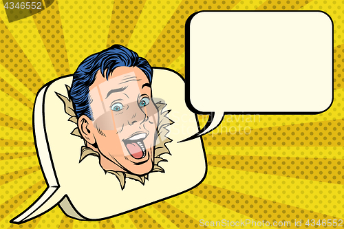 Image of Caucasian man says cartoon cloud