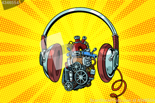 Image of Headphones and steampunk heart motor