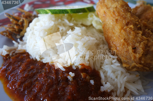 Image of Nasi lemak traditional malaysian spicy rice