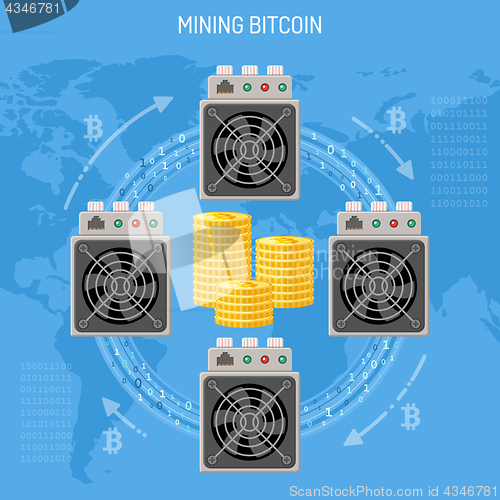 Image of Mining crypto currency bitcoin concept