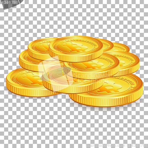 Image of Stack Bitcoins on transparent background
