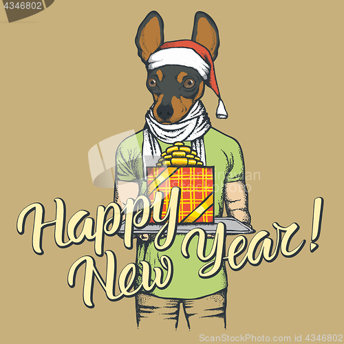 Image of Dog vector illustration celebrating new year