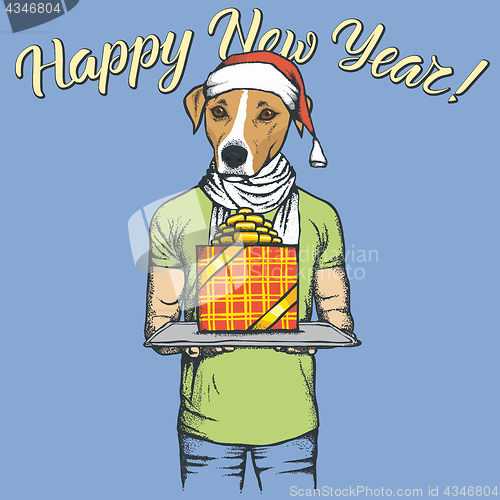 Image of Dog vector illustration celebrating new year