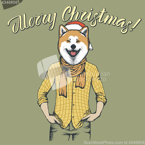 Image of Dog Christmas vector illustration