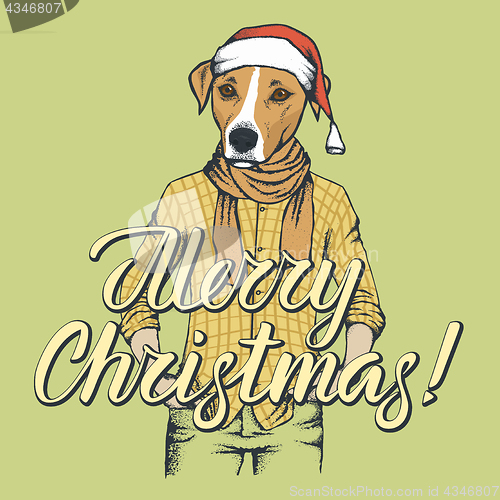 Image of Dog Christmas vector illustration