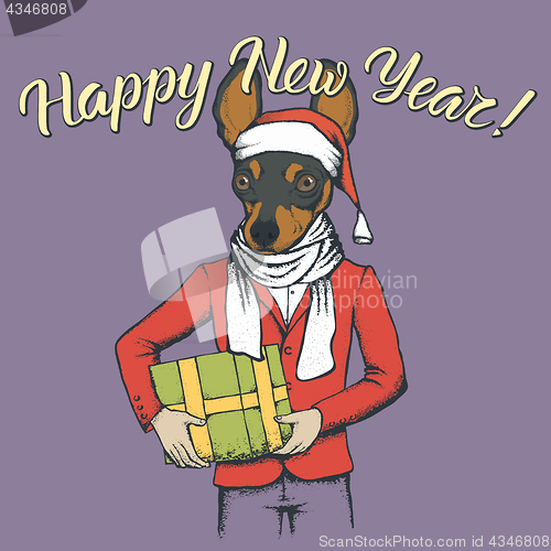 Image of Dog Christmas vector illustration