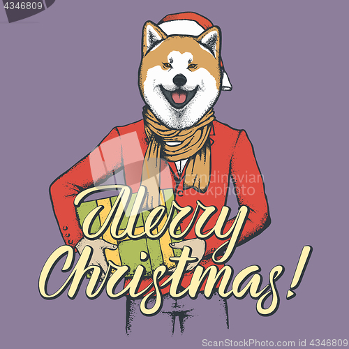 Image of Dog Christmas vector illustration
