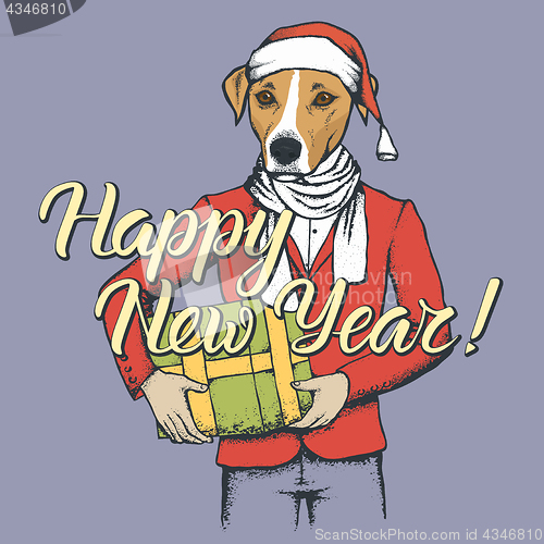 Image of Dog Christmas vector illustration