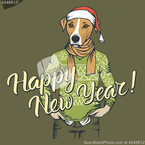 Image of Dog Christmas vector illustration