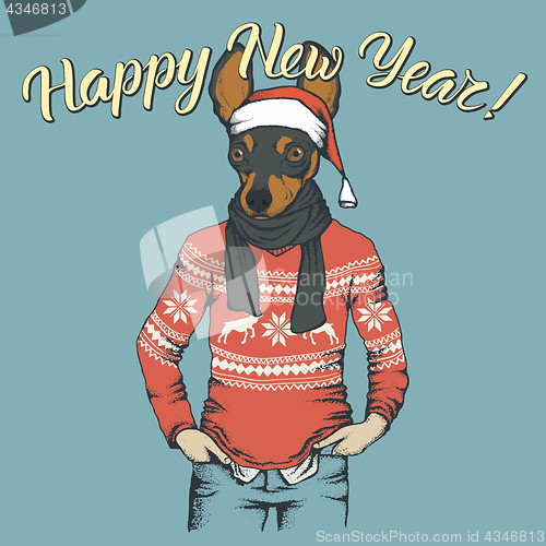 Image of Dog Christmas vector illustration