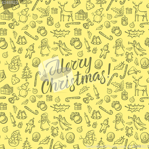 Image of Vector Seamless pattern of Christmas and New Year elements