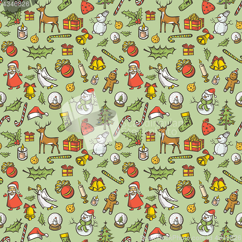 Image of Vector Seamless pattern of Christmas and New Year elements