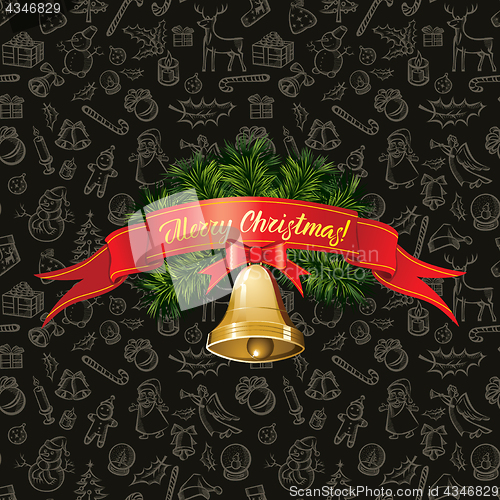 Image of Vector Seamless pattern of Christmas and New Year elements