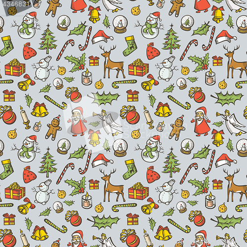 Image of Vector Seamless pattern of Christmas and New Year elements