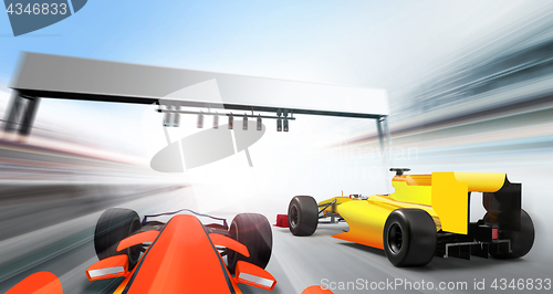 Image of 3D illustration of formula one cars