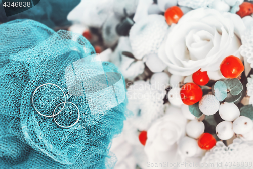 Image of Wedding Engagement Rings Blurred Background