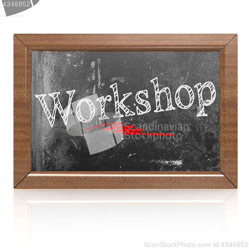 Image of Workshop text written on blackboard