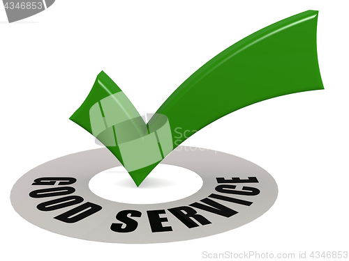 Image of Good service word and green check mark