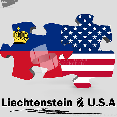 Image of USA and Liechtenstein flags in puzzle 