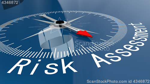 Image of Blue compass with Risk Assessment word